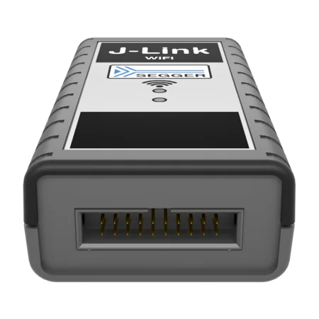 A black electronic device with a slightly curved top and a row of connector pins at the front. The device appears to be a connector or adapter, designed for use with other electronic equipment.