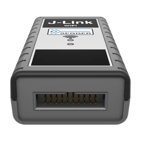 A black electronic device with a slightly curved top and a row of connector pins at the front. The device appears to be a connector or adapter, designed for use with other electronic equipment.