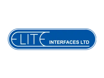 Logo Elite Interfaces Blue logo, white Elite Interfaces font