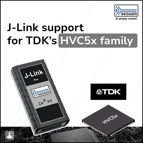 News graphic: J-Link and TDK chip J-Link device and TDK chip