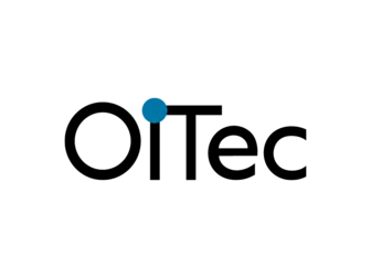 Logo of OiTec featuring bold black letters with a blue dot above the 'i'. The text represents the company's identity and brand, conveying a modern and professional design.