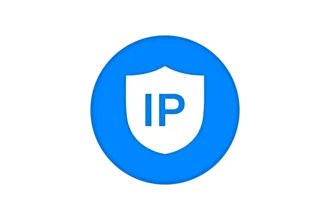 An icon featuring a blue circular background with a white shield in the center, displaying the letters "IP" in bold blue. This image symbolizes internet security and protection for IP addresses.