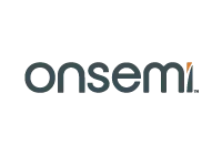 Logo of ON Semiconductor featuring the company name "onsemi." The text is primarily in dark gray, with the last letter, "i," highlighted in orange. The design represents the brand's focus on innovative technology solutions.