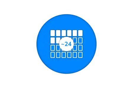 24 white rectangles on blue background