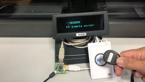 emPower-USB-Host at work! Using an NFC reader to identify a transponder. It simply works! emPower-USB-Host identifying a transponder with an NFC reader.