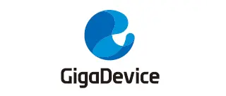 Logo of GigaDevice, featuring a stylized blue graphic element and the company name in bold black letters. The design suggests technology and innovation in the semiconductor industry.