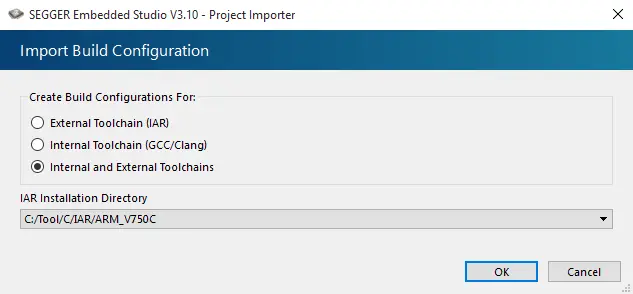 embedded studio 310 import build configuration
