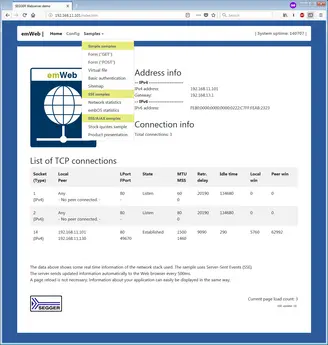 Embedded WebServer SSE IPStats - Show Menu