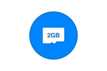 Extra-large memory white 2GB on blue background