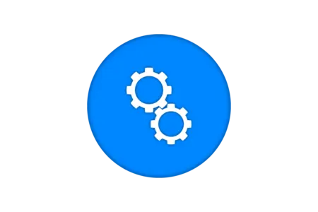 A blue circular icon featuring two white gear symbols, representing tools or settings. The design emphasizes functionality and customization, commonly associated with technical or software applications.