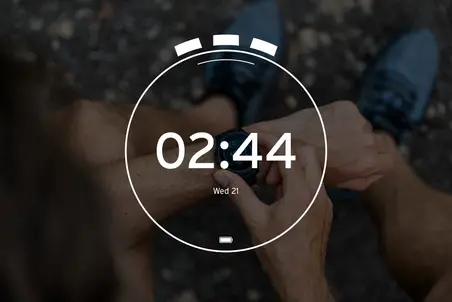 Use case image for emWin used on smart appliances Use case image for emWin used on smart appliances showing a GUI for smart watches