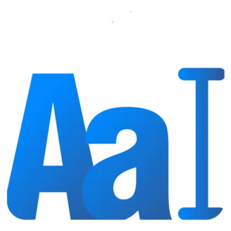 The image features the letters "A" and "a" in a gradient blue color, representing uppercase and lowercase forms of the letter 'A'. The design emphasizes typography and could symbolize themes of communication or text processing. The background is solid black.