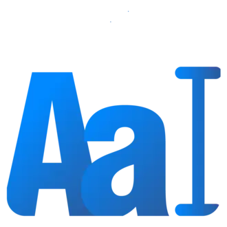 The image features the letters "A" and "a" in a gradient blue color, representing uppercase and lowercase forms of the letter 'A'. The design emphasizes typography and could symbolize themes of communication or text processing. The background is solid black.