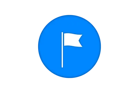 An illustration of a white flag on a pole, centered within a blue circular background. The design is simple and icon-like, suggesting concepts like signaling, marking a spot, or indicating a temporary pause.