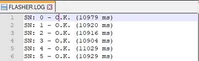 Flasher PRO, emFTP: Log file (screen)