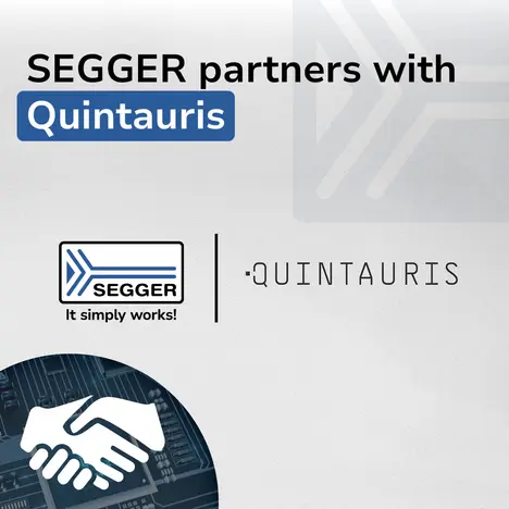 PR Graphic: Segger/Quintauris logos SEGGER and Quintauris logos with handshake graphic