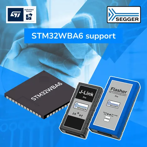 STM microcontroller with J-Link and Flasher device
