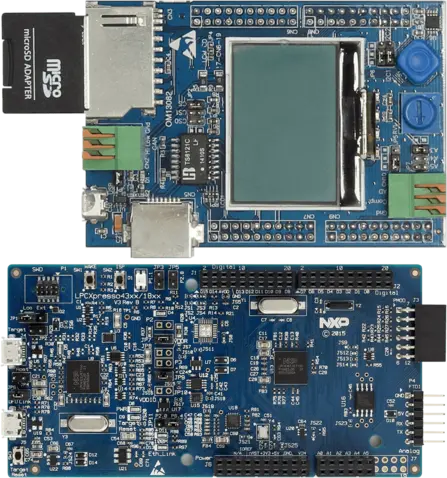 NXP - LPCXpresso V3 REVB, evaluation board top and bottom 