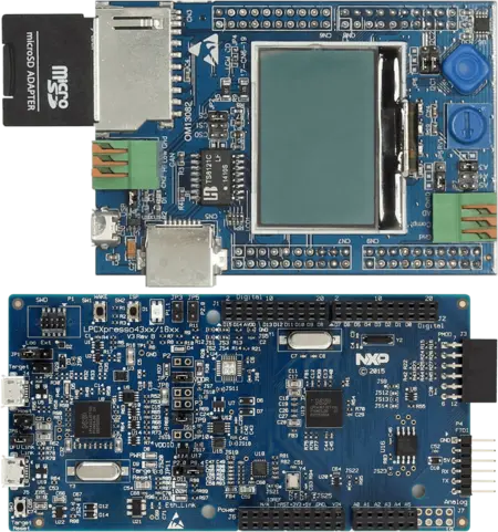 NXP - LPCXpresso V3 REVB, evaluation board top and bottom 