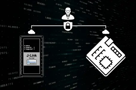 Use case graphic: Securing data in flight Use case graphic: Over-the-air connection between J-Link and microcontroller is secured by a lock