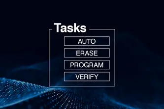 Simplified user interface for production: auto, erase, program, verify Simplified user interface for production: auto, erase, program, verify