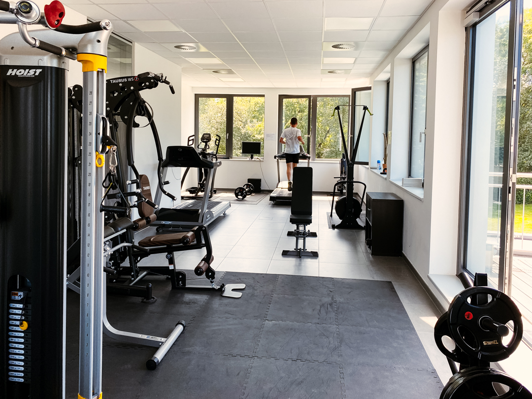 Workout in on-site gym