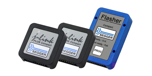 Three compact versions of Flasher and J-Link