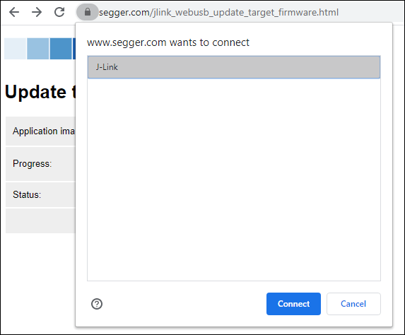 J-Link WebUSB - Select J-Link