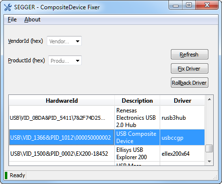 SEGGER Free Utilities - CompositeDeviceFixer Screenshot