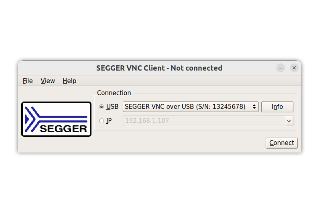 SEGGER VNC Client main window on Ubuntu
